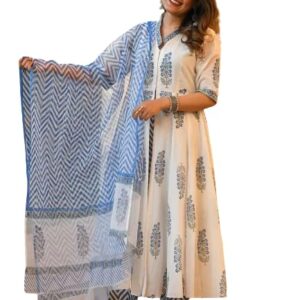 Pinkmint Women Floral Printed Kurta and Pant Set with Dupatta