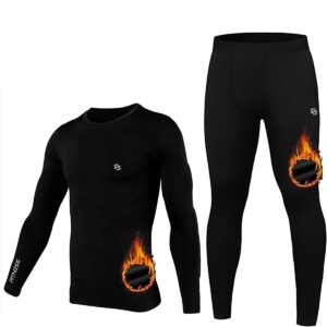 Sportinger Thermal Polyester Spandex Men's Sports Running Set Compression Shirt + Pants Skin-Tight Long Sleeves Quick Dry Fitness Tracksuit Gym Yoga Suits Underwear Set
