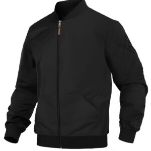 LEOTUDE CASUAL JACKET For Men's Loopknit Full Sleeve Regular Fit Solid Bomber Jacket (Color Black)