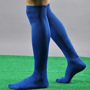 PS Pilot Two Pair's Cotton Lycra Triple Elastic Long Football Socks Pack of 2 Pairs (Blue), Free Size