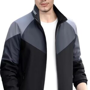 NATRIS Men's Trending Water Resistant Jacket For Winter || Lightweight Windcheater Nylon Jacket || Stylish Full Sleeves Stand Collar Jacket for Winter, Sports, Tracking