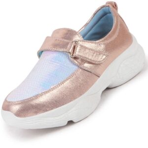 FAUSTO Women's Stylish Hook & Loop Sneakers for Outdoor|Embellished|Casual|Comfort|Fashion|Lightweight|Shoes with TPR Sole