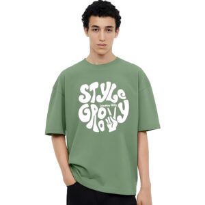 London Hills Men's Casual Printed Round Neck, Oversized Longline Drop Shoulder Boho Style T-Shirt