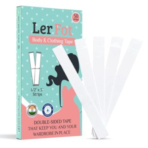 LERFOT 50 Strips Fashion Body Tape Clear Fabric Strong Double Sided Tape for Clothes body tape for women clothes fashion tape for clothes dress Bra Skin