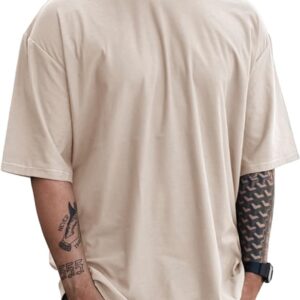 CHKOKKO Oversized Solid Round Neck Tshirts for Men