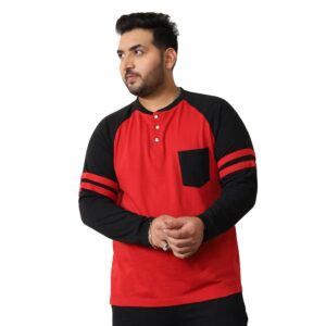 Bigbanana Plus Size Men's Regular Fit Colorblock Henley Tshirt