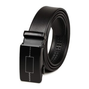 VOGARD Men's Vegan Leather Belt for Men | Formal & Casual | Autolock Buckle,Black | Fit all size upto 40 Inches Waist size