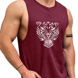 AUSK Men Vest || Gym Tshirt for Men || Lion Printed Sleeveless Regular Fit T Shirt for Mens