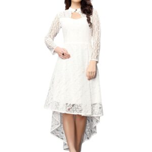 hemang fashion Women's Russel Net Fit & Flare Dress, Trend with High Low Stylish Western Look