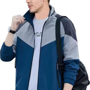 NATRIS Men's Trending Water Resistant Jacket For Winter || Lightweight Windcheater Nylon Jacket || Stylish Full Sleeves Stand Collar Jacket for Winter Sports, Tracking