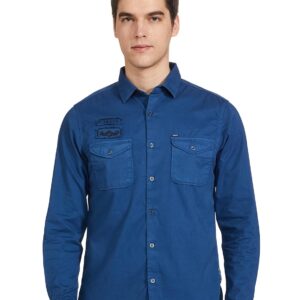 Amazon Brand - INKAST Men's Double Pocket Cotton Shirt | Casual | Plain | Full Sleeve - Slim Fit (Available in Plus Size)