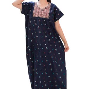 G4Girl Pure Cotton Embroidery Nighty for Women's | Night Gown | Nighty | Nightdress | Maxi | Sleepwear | Jaipuri Nighty | Nighties | Gown