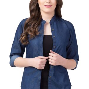 FUNDAY FASHION Women's Casual Mandarin Collar Regular Fit Shirt