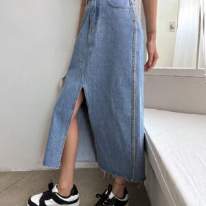 BLACKX Denim Skirt for Women| Long Denim Skirt for Women| Denim Fancy Slit Skirt for Women