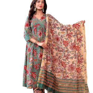 KLOSIA Women Floral Printed Anarkali Kurta and Pant Set with Dupatta | Kurta Set | Ethnic Set | Dupatta Set | |Material: Viscose