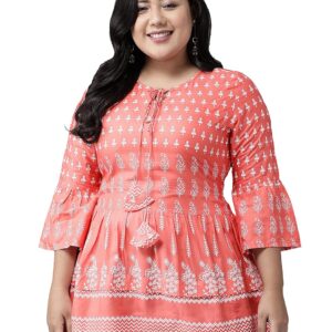 Yash Gallery Women's Rayon Floral Printed Short Kurti Tops For Women Regular Fit
