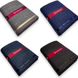 JHABAK'S Unstitched Viscose Rayon Self Design Trouser Fabric - 1.30 Meter (Pack of 4) (Gentleman (A, G, J, L))