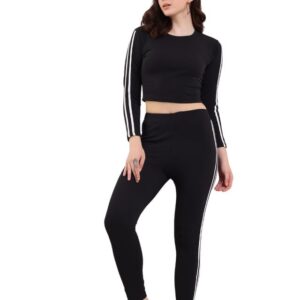 Cozimi Soild Full Sleeve Striped | Round Neck Tracksuit For Women and Girls