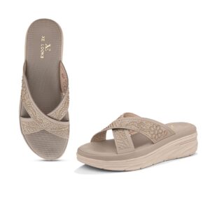 XE Looks Comfortable Women's Doctor Slippers – Orthopedic Sandals with Embellished Cross Straps and Cushioned Footbed for Girls & Womens
