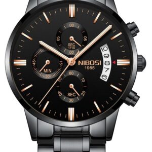 NIBOSI Men's Watches Luxury Fashion Casual Dress Chronograph Waterproof Military Quartz Wristwatches for Men Stainless Steel Band | Watch for Men | Birthday or Rakhi Gift for Men