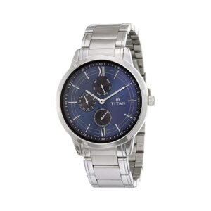 Titan Workwear Blue Dial Quartz Multifunction Stainless Steel Strap watch for Men-NS1769SM01