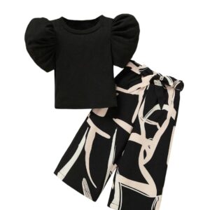 TAGAS Girl Summer Casual Top and Printed Long Pants 2pcs Outfit || Two-Piece Set FOR GIRLS || girls dress ||Clothing Set for girls || fansy dress for girls ||(GTP)