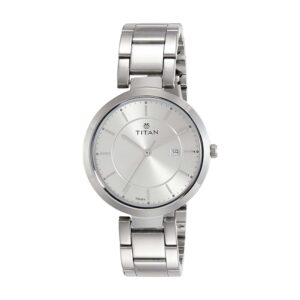 Titan Stainless Steel Ladies Neo-Ii Analog Silver Dial Women's Watch-Nl2480Sm07/Nn2480Sm07, Band Color:Silver