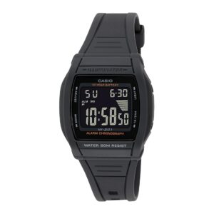 Casio Unisex Resin Digital Black Dial Watch-W-201-1Bvdf, Band Color-Black