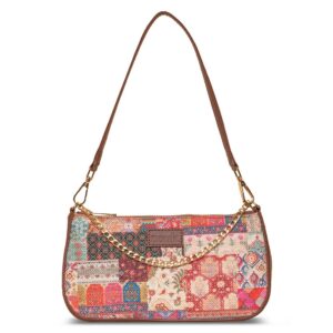 ZOUK Abstract Printed Women's Handcrafted Vegan Leather Multicolor Casual Mini Shoulder Bag (multicolor)