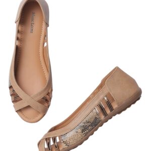 Marc Loire Women's Faux Leather Comfortable Open-Toe Slip-On Flat Ballerina Shoes for Casual Wear, Party and Formal Occasions.