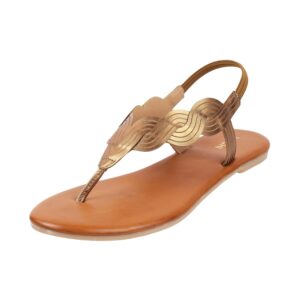 Mochi Women's Faux Leather Gold Toned Fashion Sandals