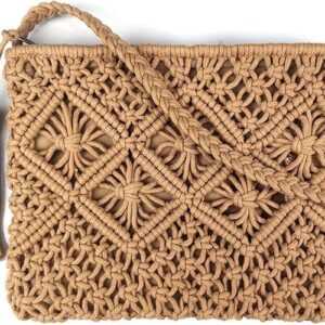 PARAH Boho Crossbody Handbag,Handwoven Cotton Rope Shoulder Bag | Summer Beach Clutches Bags for Women,Handmade Purse For Ladies
