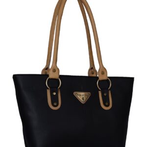 Fristo Women's Handbag (FRB-063_Black & Beige)