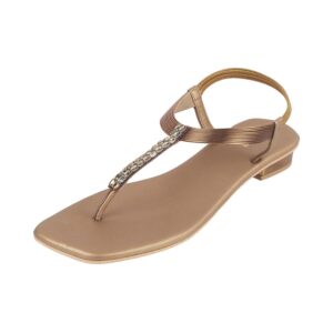 Mochi Women Synthetic Flat Beaded Fashion Sandal