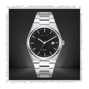 SWADESI STUFF Silver Stainless Steel Date Display Mens Wrist Watch