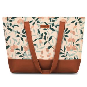 The Purple Tree Handcrafted Women's Tote Bag with Vegan Leather Handles & Indian Prints, Shoulder Tote Bag and Handbag for Office and College (Pack of 1)