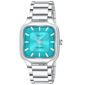 LOUIS DEVIN Steel Chain Analog Wrist Watch for Men (Silver/Green/Brown/Blue/Black Dial) | LD-GS069-CH