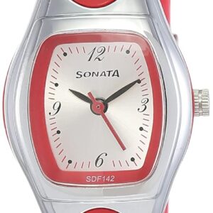 SF Quartz Analog Silver Dial Plastic Strap Watch for Women-NS8989PP05