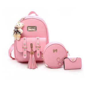 floki Fashion Girls 3-PCS Fashion Cute Mini Leather Backpack sling & pouch set for Women