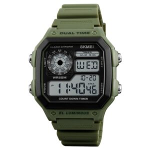 SKMEI Men's Digital Sports Waterproof Wrist Watch with Dual Time Chronograph Countdown Alarm Backlight
