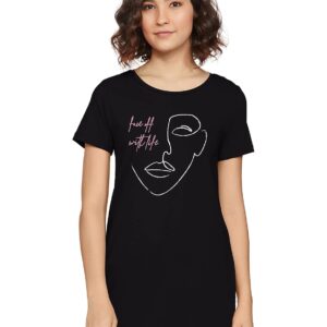 Amazon Brand - Eden & Ivy Women's Cotton Stretch Half Sleeve Round Neck Regular Fit T-Shirt (Tunic Length)