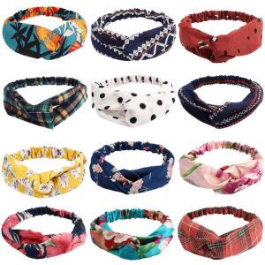 SRS Boho Headbands, Cross Wraps Headbands For Women & Girls Cloth Fabric Headbands (Pack Of 6),Assorted