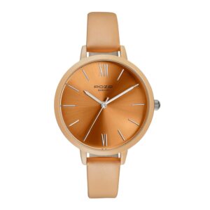 Sonata Poze Quartz Analog Brown Dial Leather Strap Watch for Women-SP80075KL03W