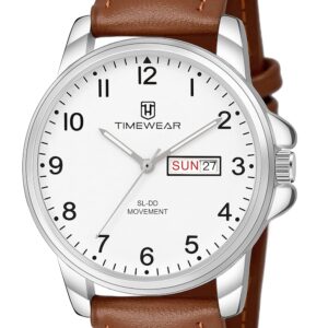 TIMEWEAR Analog New Track Number Dial Day Date Functioning Leather Strap Watch for Men