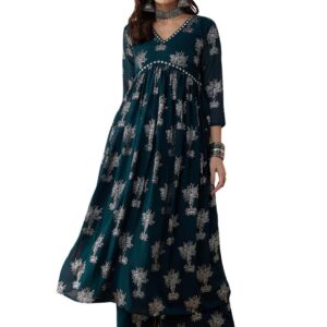 rytras Women Rayon Alia Cut Kurta and Palazzo Set