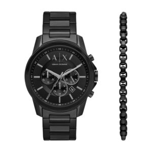 Armani Exchange Stainless Steel Analog Black Dial & Band Men's Watch-Ax7153Set