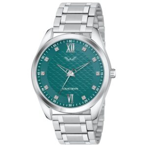 LOUIS DEVIN Steel Chain Analog Wrist Watch for Men (White/Blue/Black Dial) | LD-GR062-CH