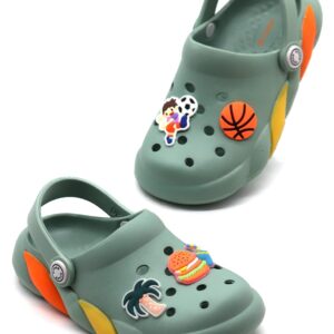 SVAAR Slingback Clog Shoes for Boys & Girls || Indoor & Outdoor Sandals Clogs for Kids with 4 Cartoon Charm