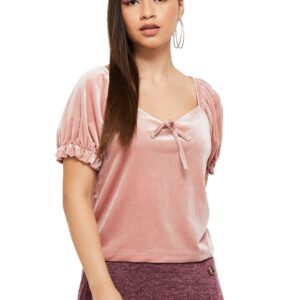 Max Women Textured Puffed Sleeves Casual Regular Fit Top