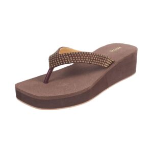 Mochi Women's Embellished Wedge Heel Fashion Slipper Sandal